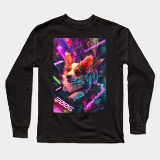 Vintage 2006 - Cyberpunk 18 Year Old Funny Corgi Dog 18th Birthday Long Sleeve T-Shirt